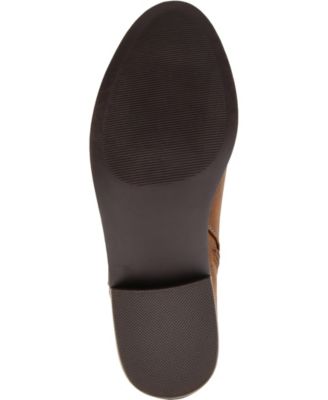 JOURNEE COLLECTION Womens Brown Pinhole Pull Tab Zipper Accent Comfort Ellis Almond Toe Block Heel Zip-Up Booties