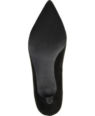 JOURNEE COLLECTION Womens Black Cut-Out Design Goldie Pointed Toe Kitten Heel Slip On Heels Shoes M