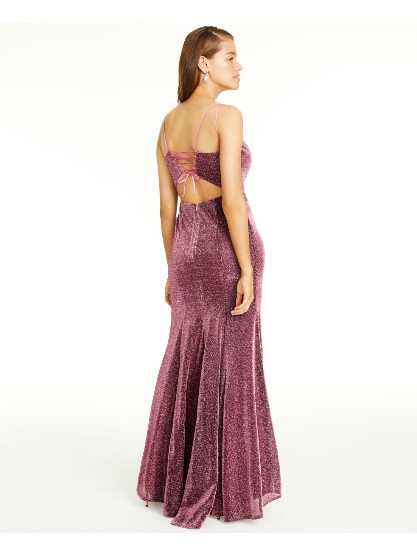 CRYSTAL DOLLS Womens Purple Embellished Spaghetti Strap Sweetheart Neckline Full-Length Formal Fit + Flare Dress Juniors 9