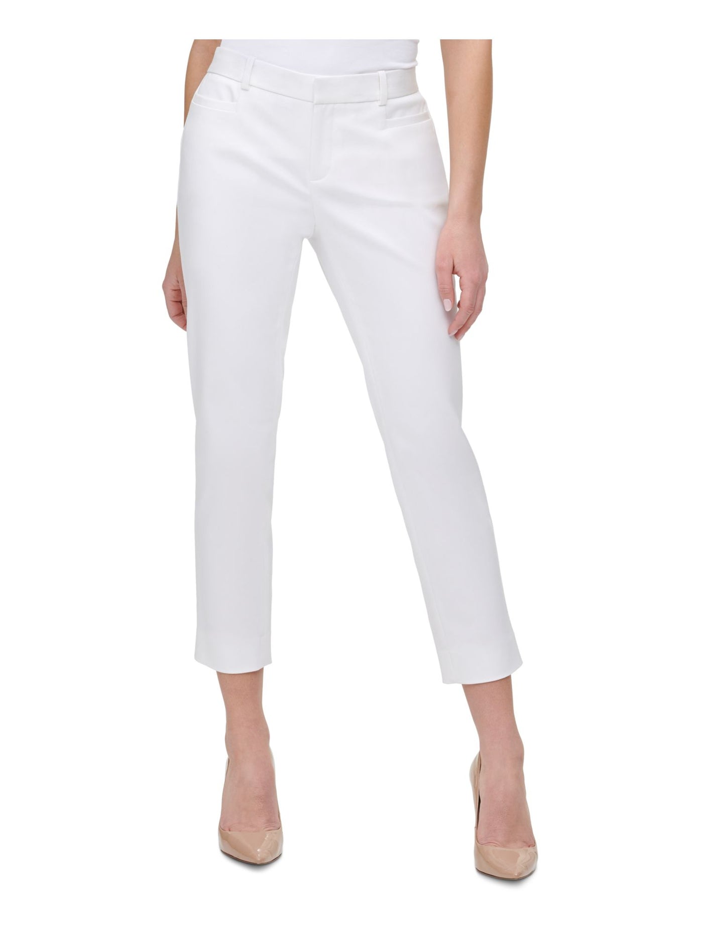 TOMMY HILFIGER Womens Ivory Zippered Pocketed Cropped Skinny Pants 16