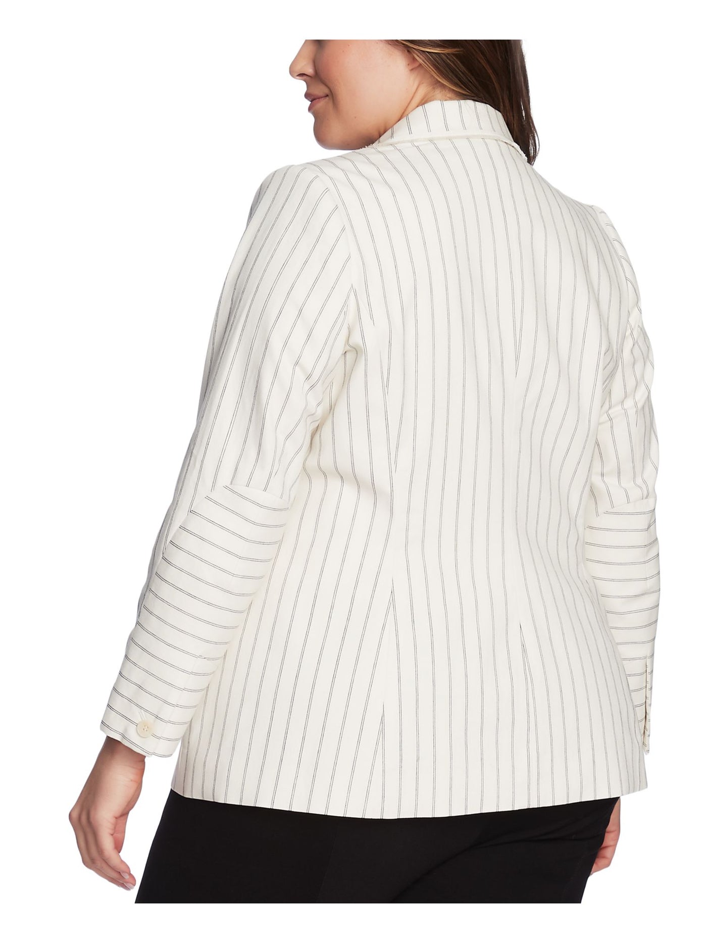 VINCE CAMUTO Womens Ivory Striped Blazer Jacket Plus 24W