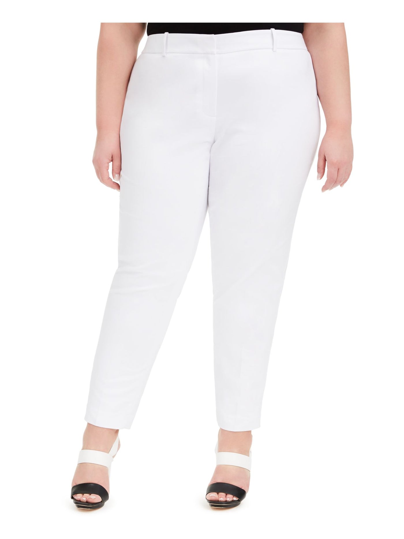 CALVIN KLEIN Womens White Zippered Evening Skinny Pants Plus 20W