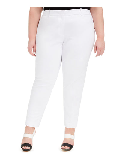 CALVIN KLEIN Womens White Zippered Evening Skinny Pants Plus 18W