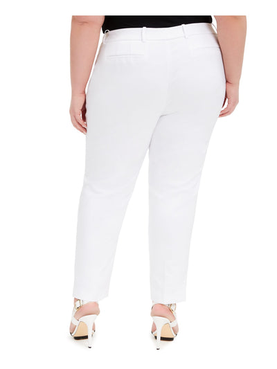 CALVIN KLEIN Womens White Zippered Evening Skinny Pants Plus 22W