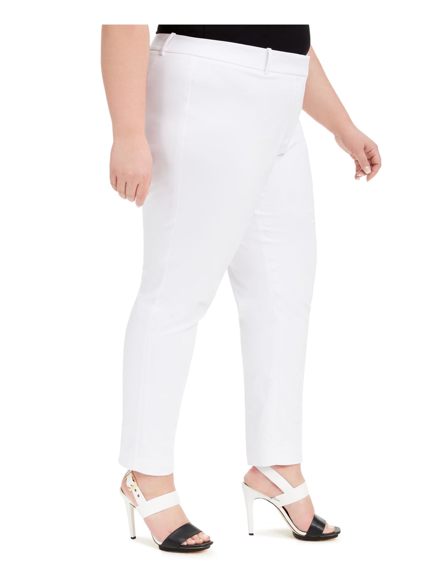 CALVIN KLEIN Womens White Zippered Skinny Evening Pants Plus Size: 24W