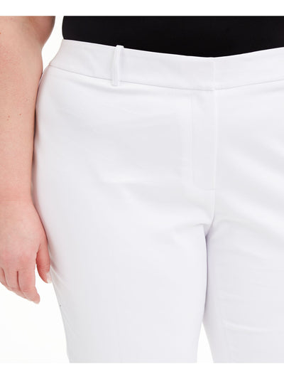 CALVIN KLEIN Womens White Zippered Evening Skinny Pants Plus 18W
