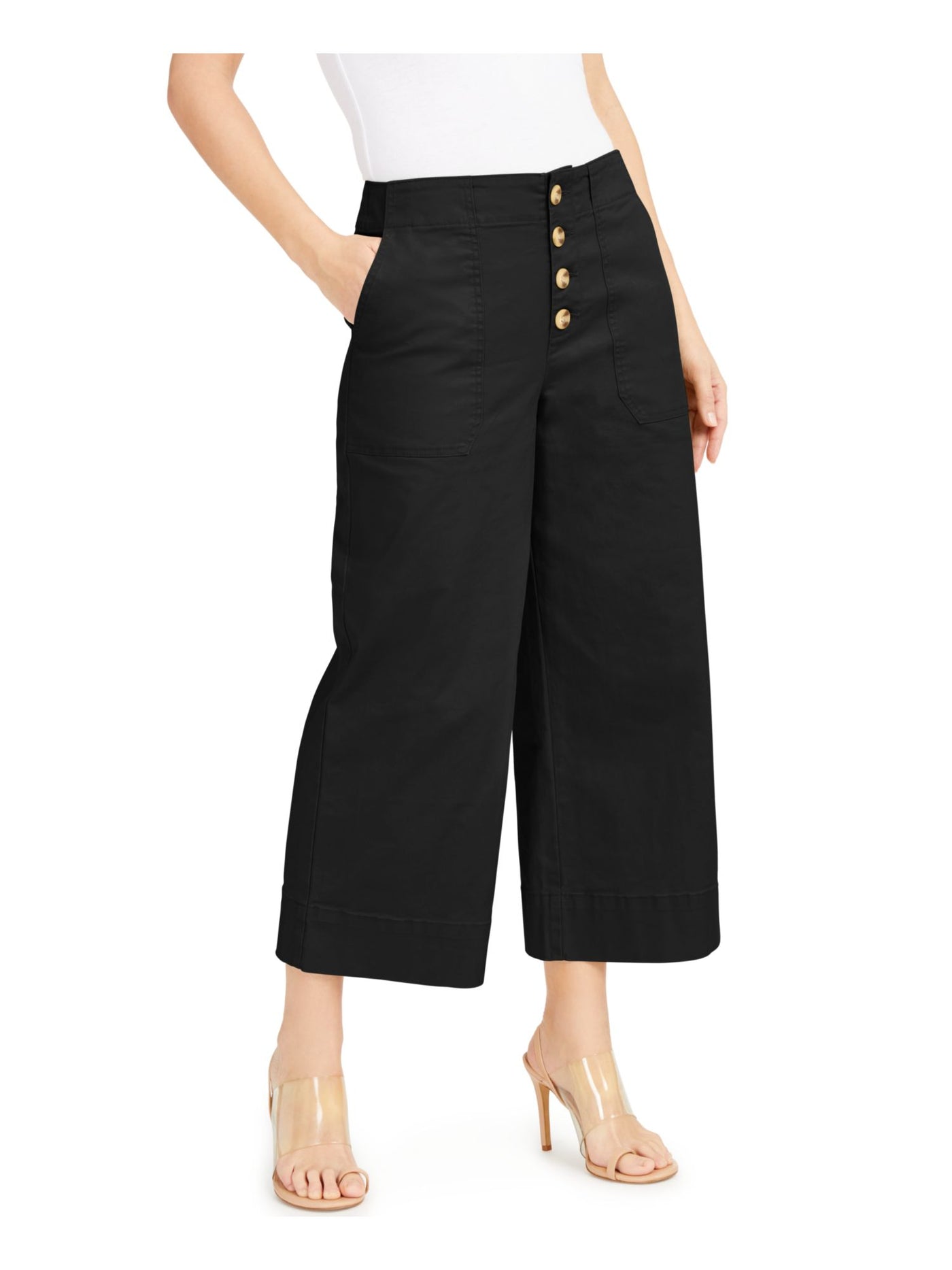 INC Womens Black Wide Leg Pants 10