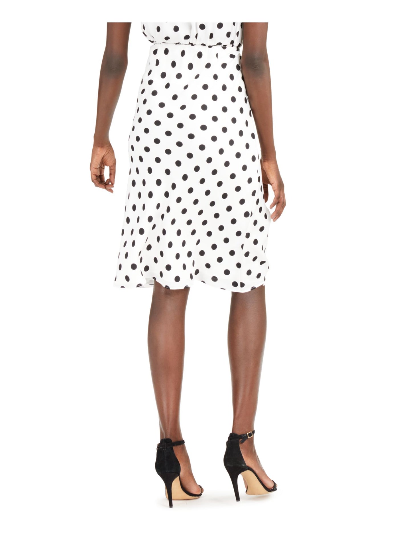 INC Womens White Polka Dot Below The Knee Pencil Skirt M