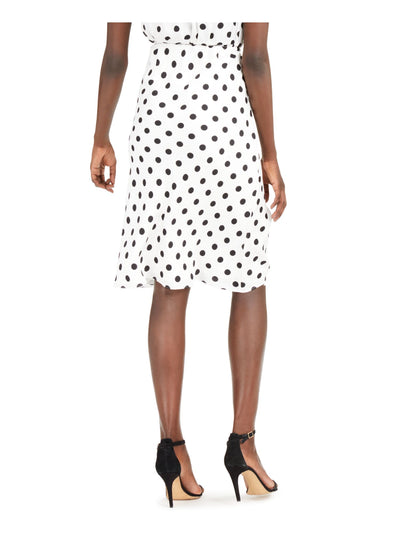 INC Womens White Polka Dot Below The Knee Pencil Skirt M