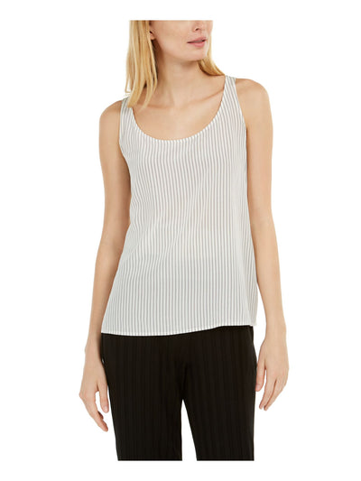 EILEEN FISHER Womens Ivory Pinstripe Sleeveless Scoop Neck Tank Top S