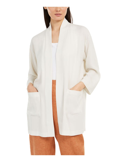 EILEEN FISHER Womens Ivory Pocketed Jacket S