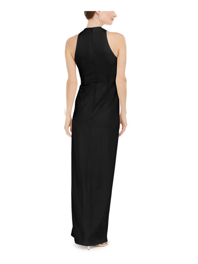 ADRIANNA PAPELL Womens Black Pleated Sleeveless V Neck Full-Length Evening Sheath Dress 10