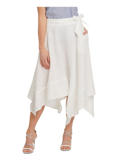 DKNY PURE Womens Ivory Asymmetrical Hem Maxi A-Line Skirt 8