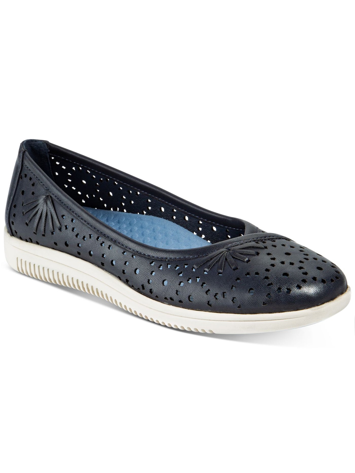 BARETRAPS Womens Navy Laser-Cut Nissa Round Toe Slip On Flats Shoes 10