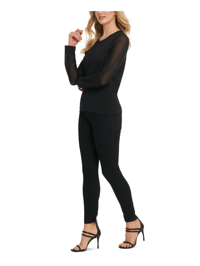 DKNY Womens Black Long Sleeve Crew Neck Sweater S