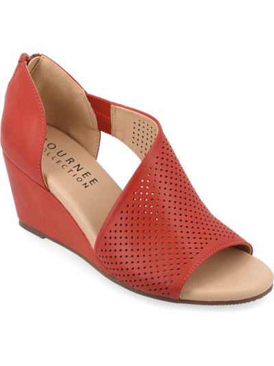 JOURNEE COLLECTION Womens Orange Cushioned Aretha Peep Toe Wedge Zip-Up Pumps Shoes 8