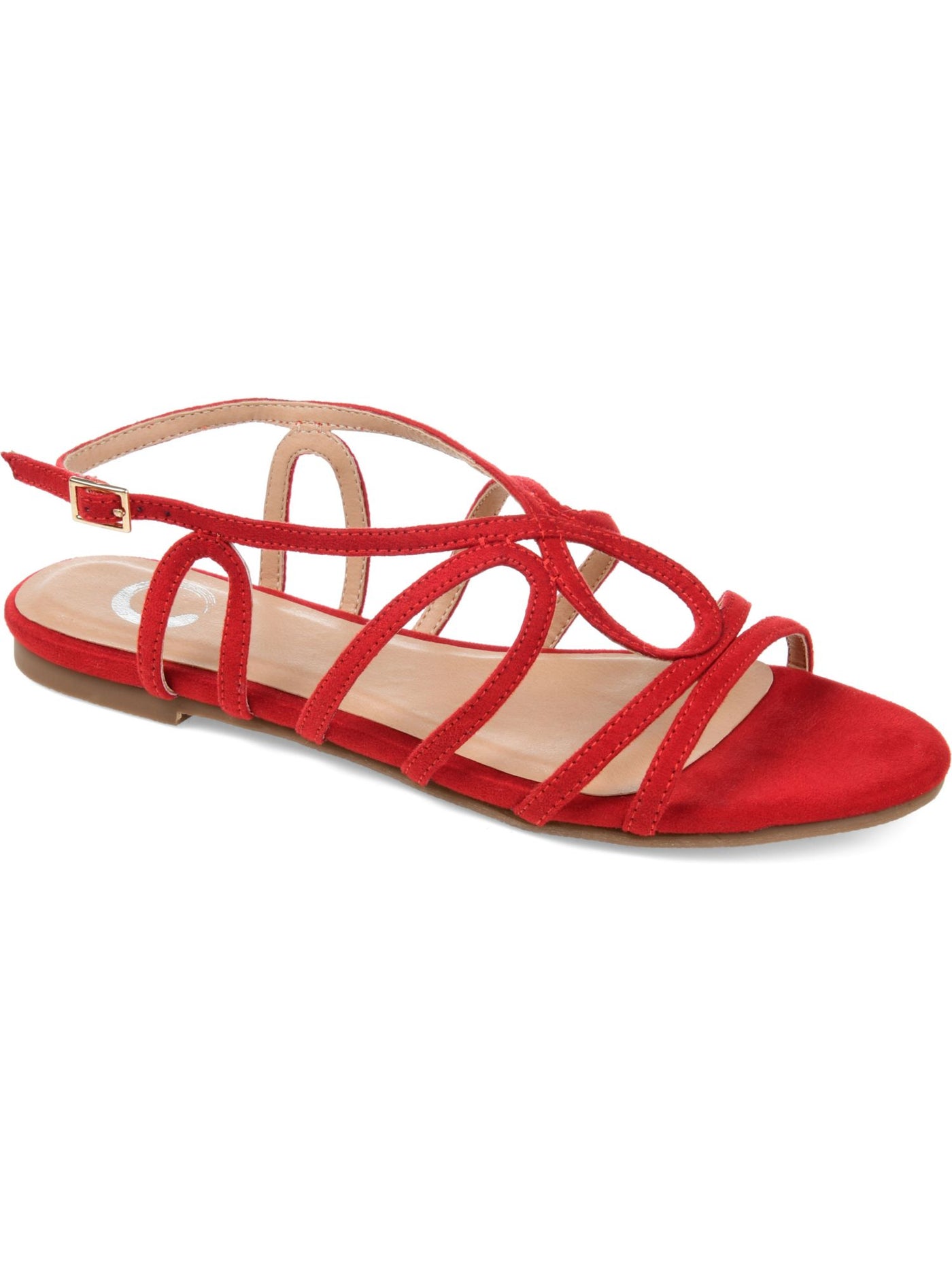 JOURNEE COLLECTION Womens Red Cushioned Strappy Honey Round Toe Buckle Sandals 6 M