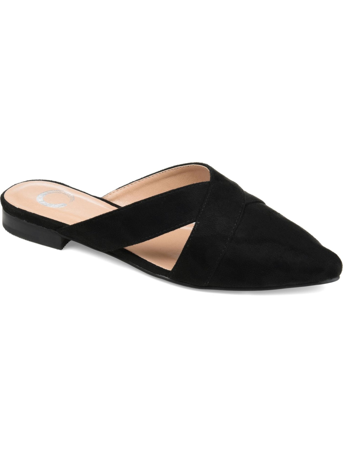 JOURNEE COLLECTION Womens Black Crisscross Straps Padded Giada Almond Toe Block Heel Slip On Mules 7.5 M