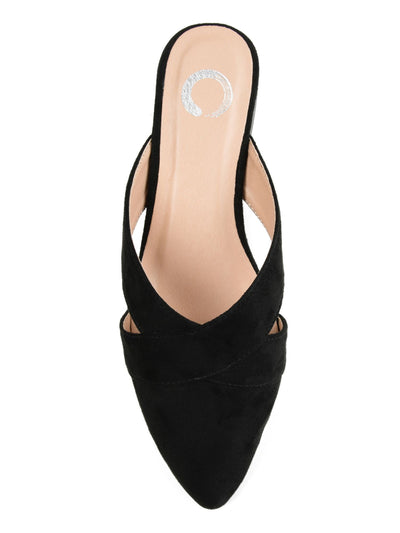 JOURNEE COLLECTION Womens Black Crisscross Straps Padded Giada Almond Toe Block Heel Slip On Mules 10 M