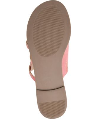 JOURNEE COLLECTION Womens Pink Padded Grommet Detail Asymmetrical Strappy Hasten Round Toe Slip On Sandals Shoes M