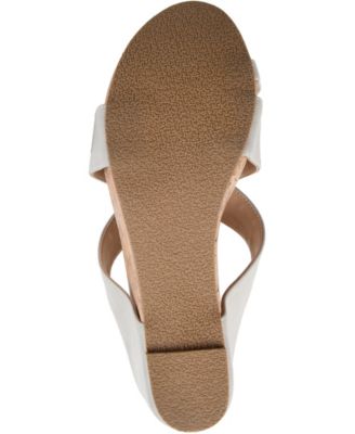JOURNEE COLLECTION Womens Gray Crisscross Design Toe Loop Detail Cork-Like Cushioned Open Back Shoe Rayna Almond Toe Wedge Slip On Slide Sandals Shoes M