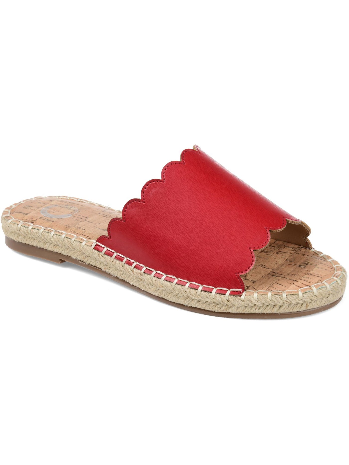 JOURNEE COLLECTION Womens Red Scalloped Padded Marjan Round Toe Slide Sandals 10 M