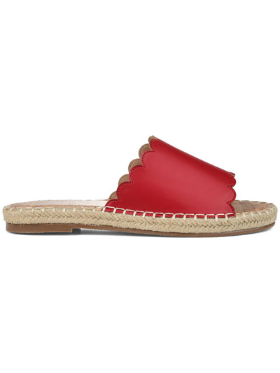 JOURNEE COLLECTION Womens Red Scalloped Padded Marjan Round Toe Slide Sandals Shoes 6.5 M