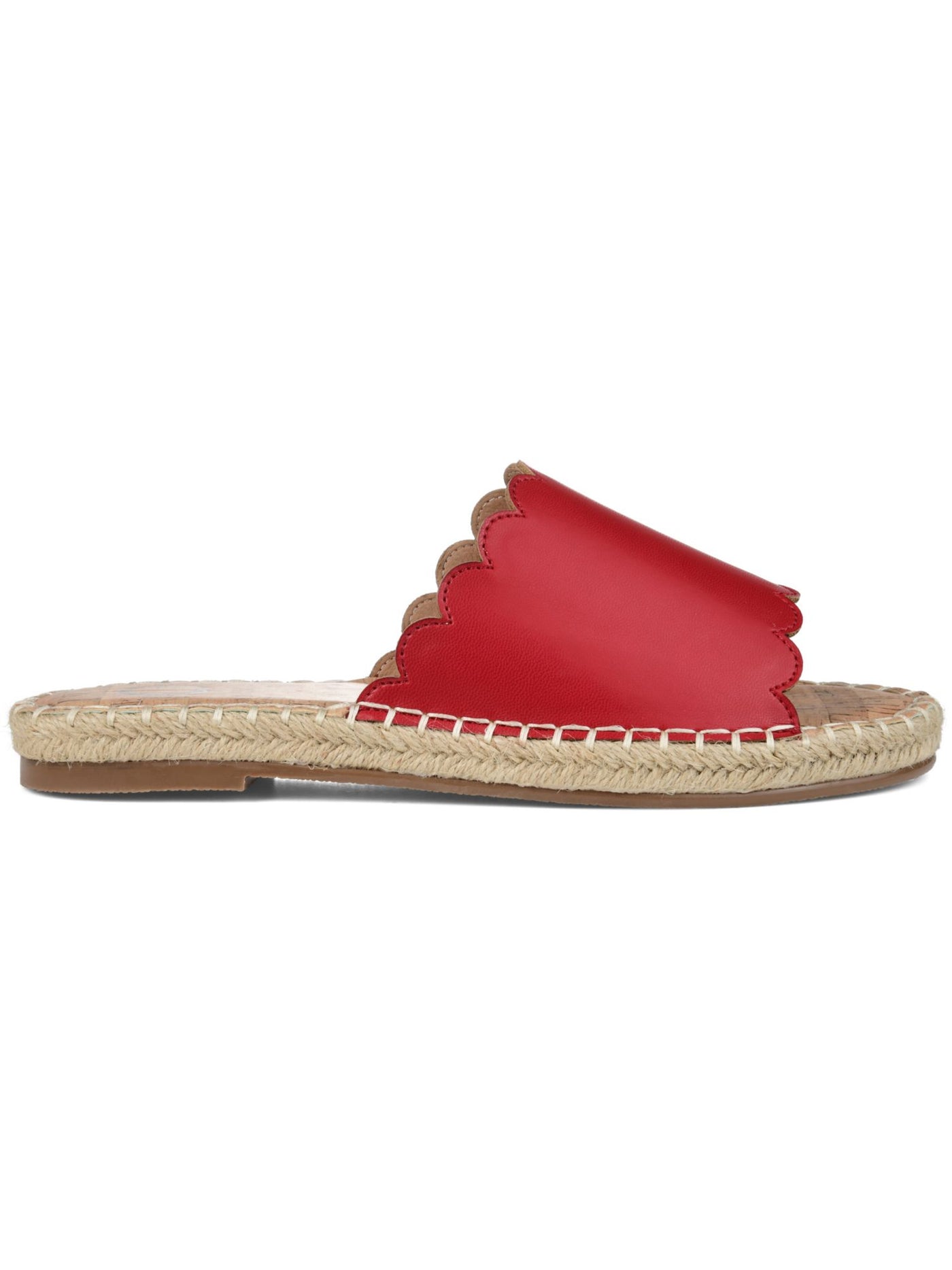 JOURNEE COLLECTION Womens Red Scalloped Padded Marjan Round Toe Slide Sandals 10 M