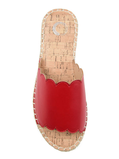 JOURNEE COLLECTION Womens Red Scalloped Padded Marjan Round Toe Slide Sandals 10 M
