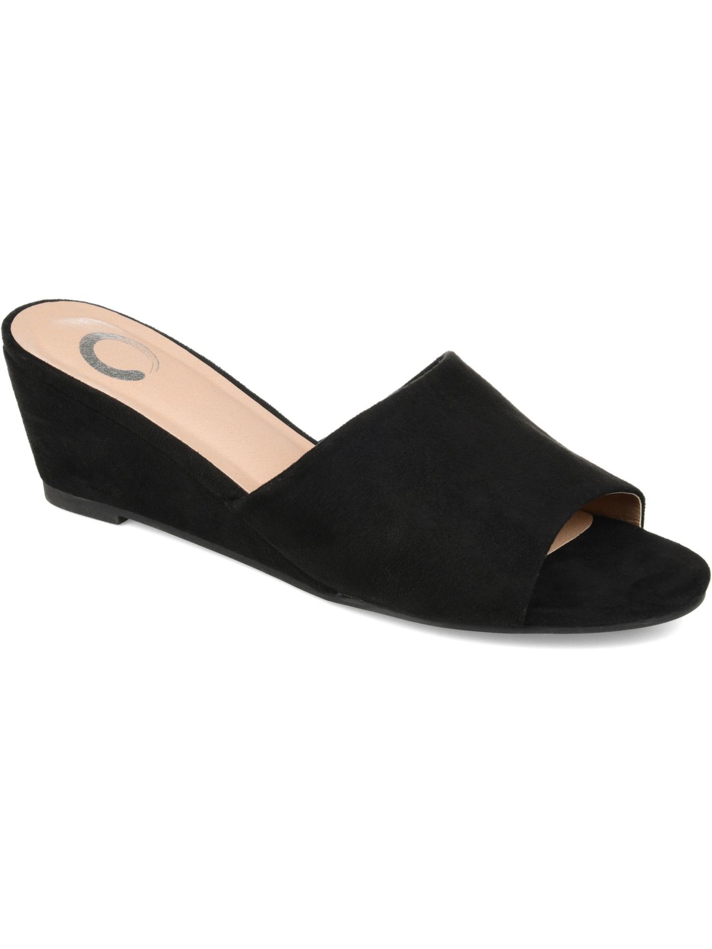 JOURNEE COLLECTION Womens Black Padded Pavan Open Toe Wedge Slip On Slide Sandals Shoes 9 M