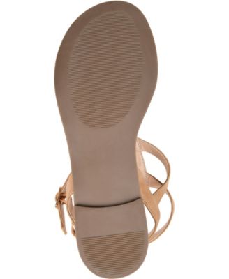 JOURNEE COLLECTION Womens White Beige Fishtail Weave Cushioned Adjustable Harmony Round Toe Buckle Thong Sandals Shoes M