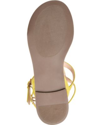JOURNEE COLLECTION Womens Green Yellow Fishtail Weave Double Ankle Strap Cushioned Adjustable Harmony Round Toe Buckle Thong Sandals Shoes
