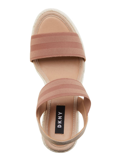 DKNY Womens Beige Double Band 1" Platform Ankle Strap Comfort Cat Round Toe Wedge Slip On Espadrille Shoes M
