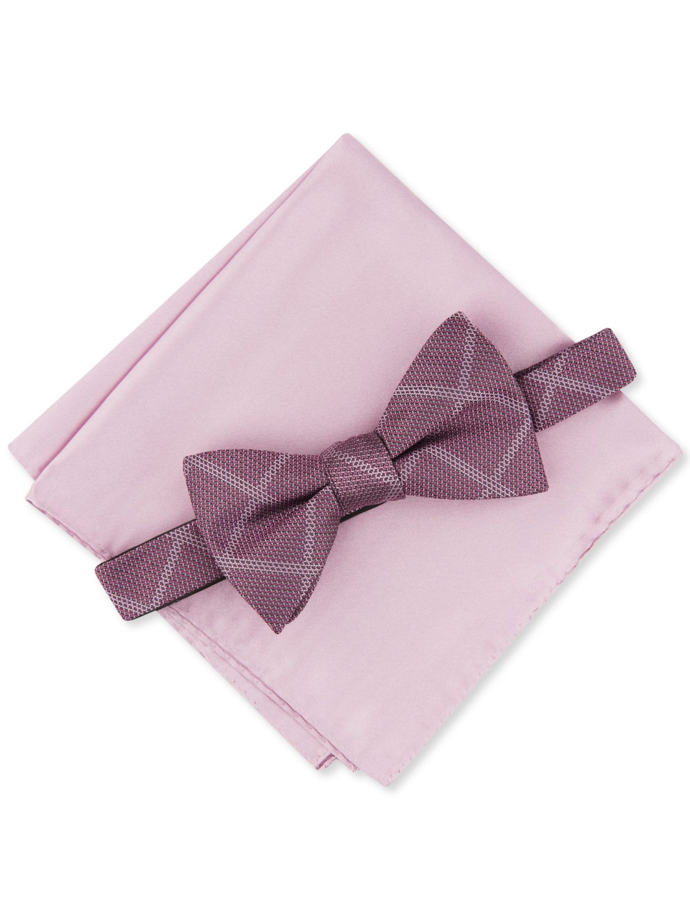ALFANI Mens Purple Grid Pre-Tied with Pocket Square Bow Tie