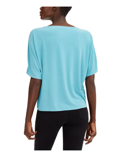 ALFANI Womens Teal Color Block Dolman Sleeve Scoop Neck Top S