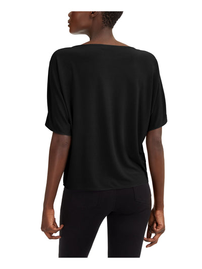 ALFANI Womens Black Stretch Color Block Dolman Sleeve Scoop Neck Top S
