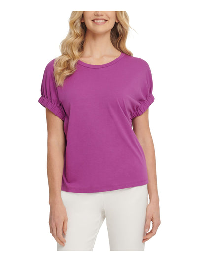 DKNY Womens Purple Short Sleeve Scoop Neck Top XL