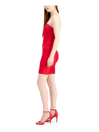 CITY STUDIO Womens Red Zippered Sleeveless Sweetheart Neckline Short Party Body Con Dress Juniors 1