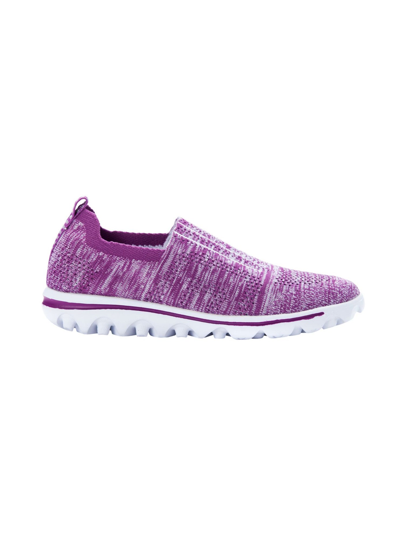 PROPET Womens Purple Mixed Knit Stretch Flex Heel Pull-Tab Cushioned Breathable Travelactiv Round Toe Wedge Slip On Sneakers Shoes 7.5 W