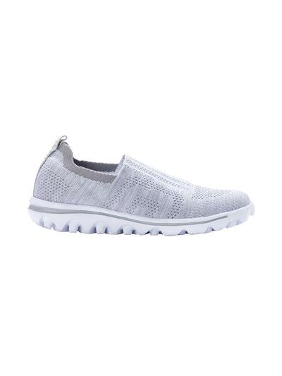 PROPET Womens Gray Mixed Knit Cushioned Travelactiv Stretch Round Toe Wedge Slip On Sneakers Shoes 7.5 N