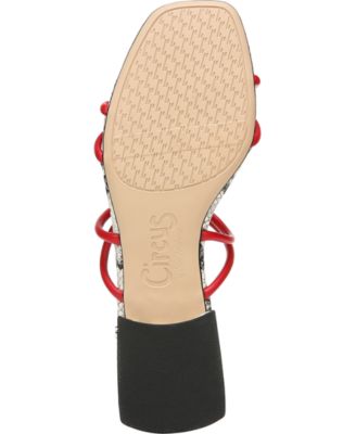 CIRCUS BY SAM EDELMAN Womens Red Snake Knotted Straps Cushioned Logo Jay Square Toe Block Heel Slip On Sandals Shoes M