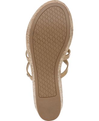 CIRCUS BY SAM EDELMAN Womens Beige 1" Platform Cork-Like Perforated Padded Rocky Round Toe Wedge Slip On Thong Sandals Shoes M