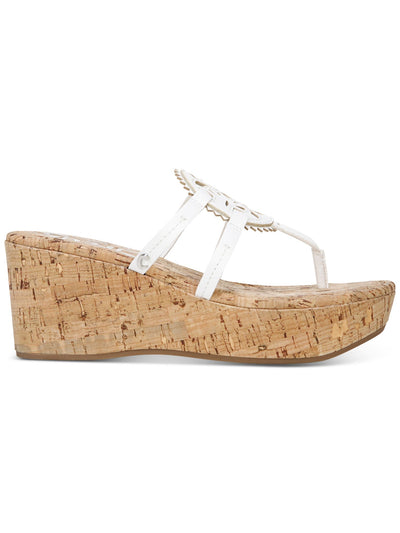 CIRCUS BY SAM EDELMAN Womens White 1/2" Platform Comfort Cork-Like Perforated Padded Rocky Round Toe Wedge Slip On Thong Sandals 6 M