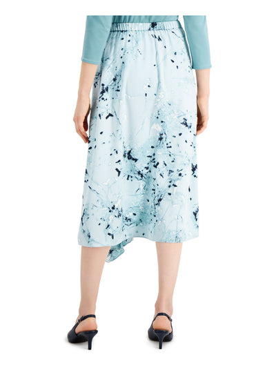 ALFANI Womens Aqua Floral Midi Wear To Work A-Line Skirt 16