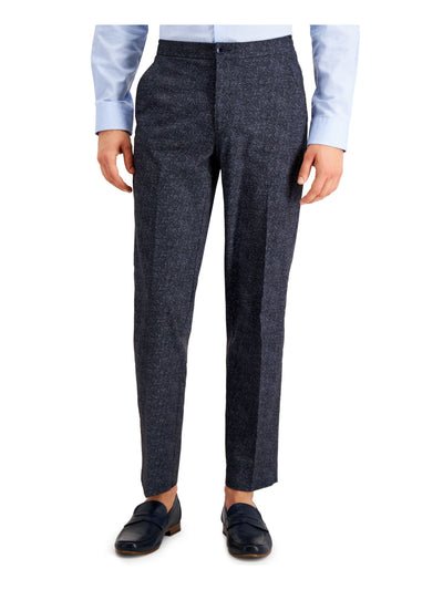 TOMMY HILFIGER Mens Navy Flat Front, Houndstooth Classic Fit Performance Stretch Suit Separate Pants 38W/ 32L