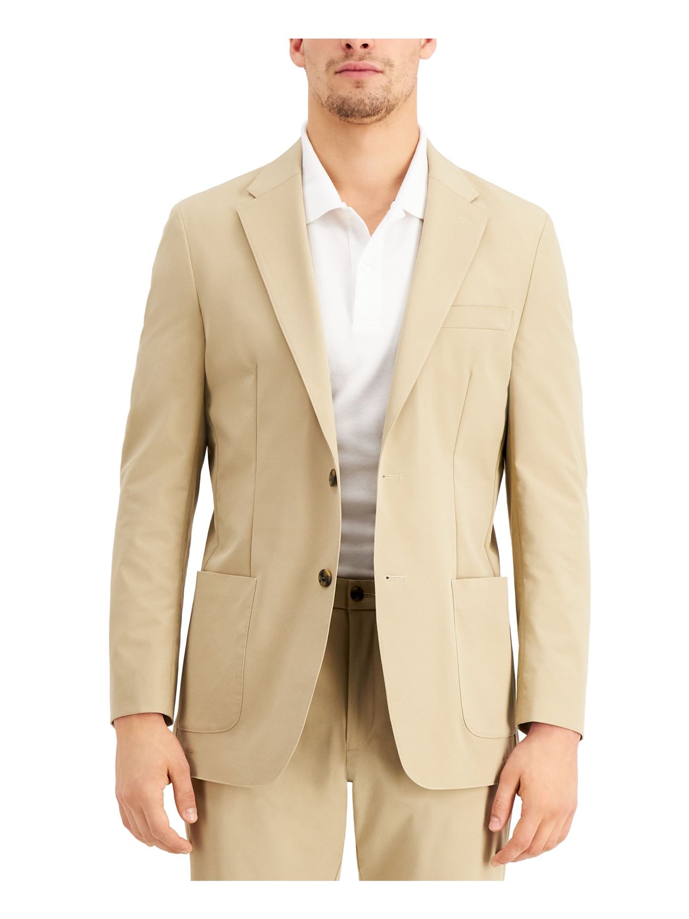 TOMMY HILFIGER Mens Beige Single Breasted, Classic Fit Performance Stretch Suit Separate Blazer Jacket 40L