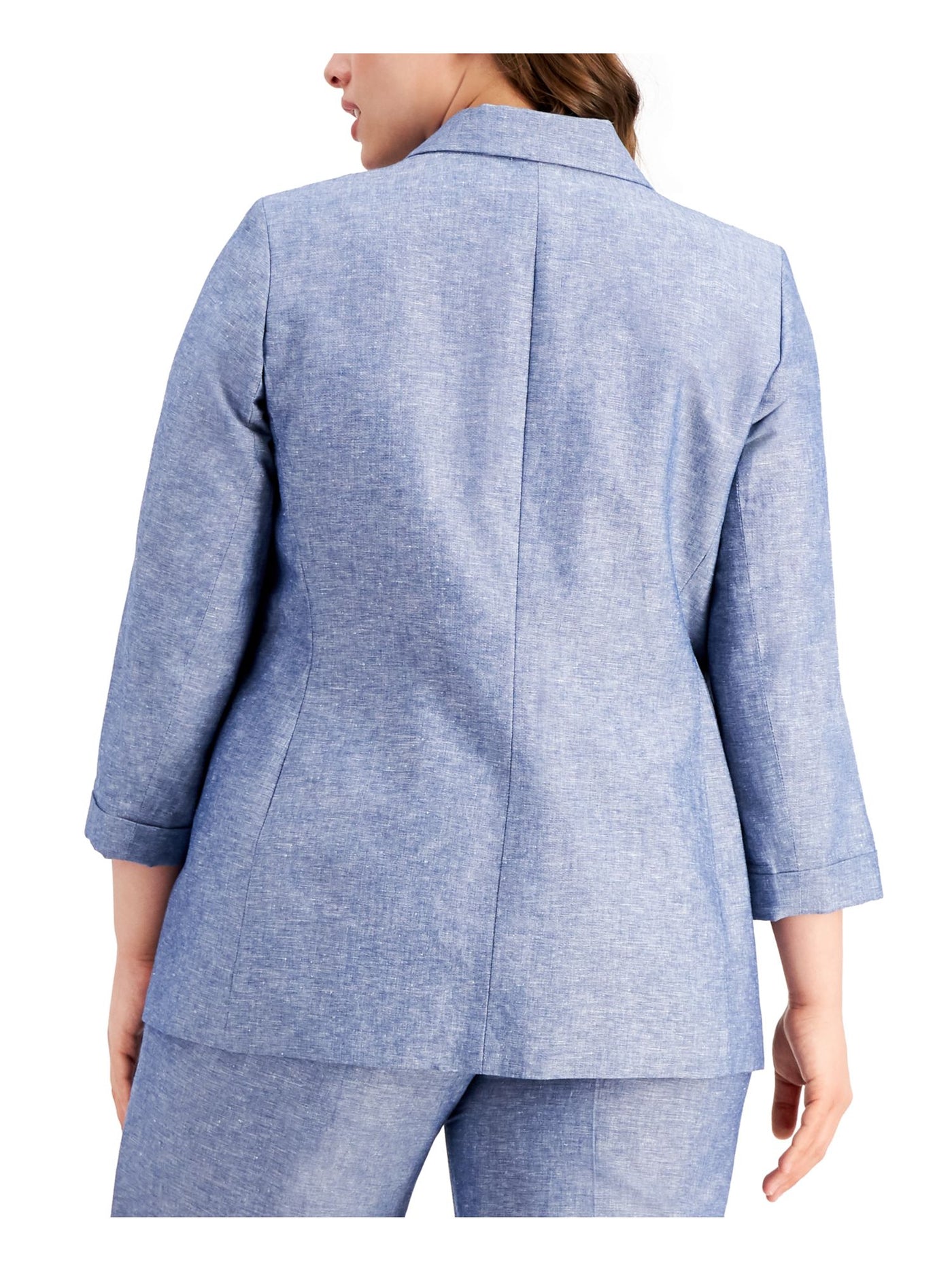 BAR III Womens Blue 3/4 Sleeve Wear To Work Blazer Jacket Plus 3X