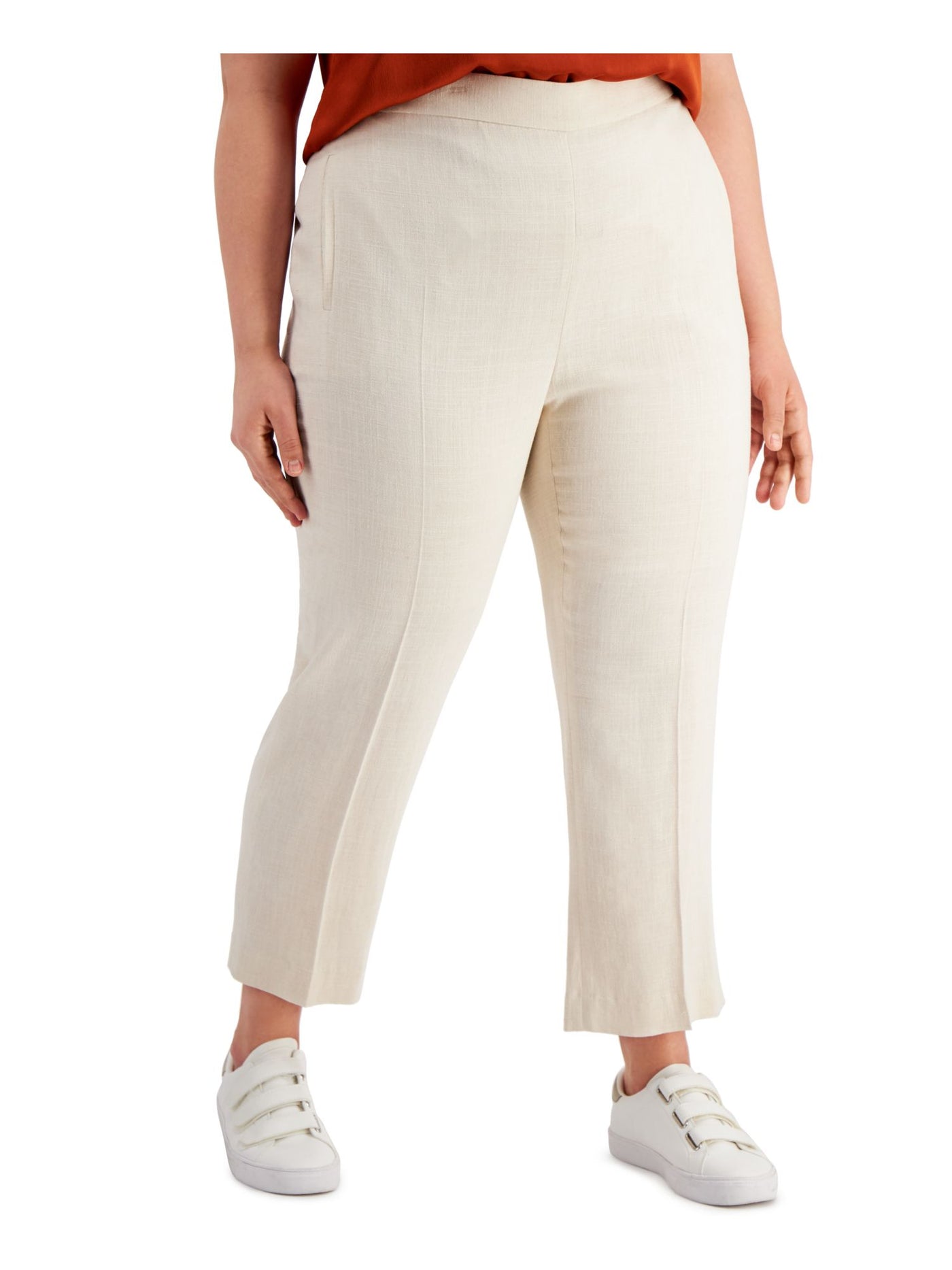 BAR III Womens Beige Pocketed Stretch Pull-on Wear To Work High Waist Pants Plus 20W