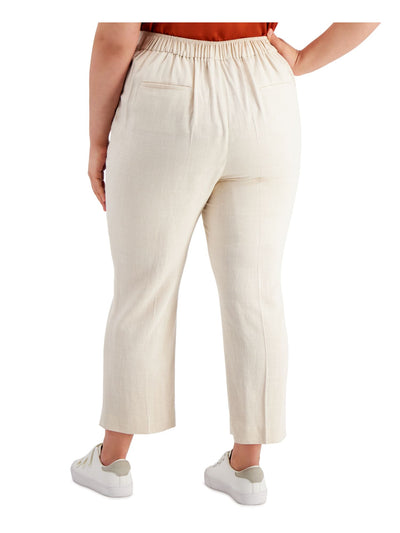 BAR III Womens Beige Pocketed Stretch Pull-on Wear To Work High Waist Pants Plus 18W