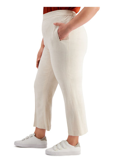 BAR III Womens Beige Pocketed Stretch Pull-on Wear To Work High Waist Pants Plus 18W